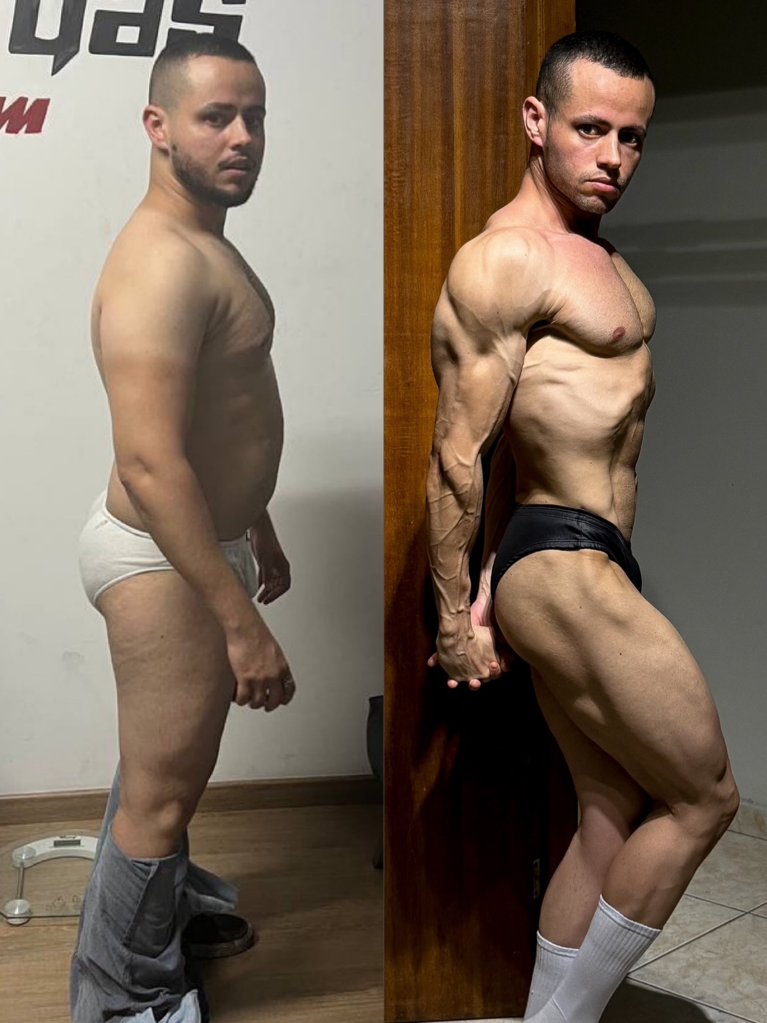 Antes e depois de transformação física - aluno Lacerdas Team