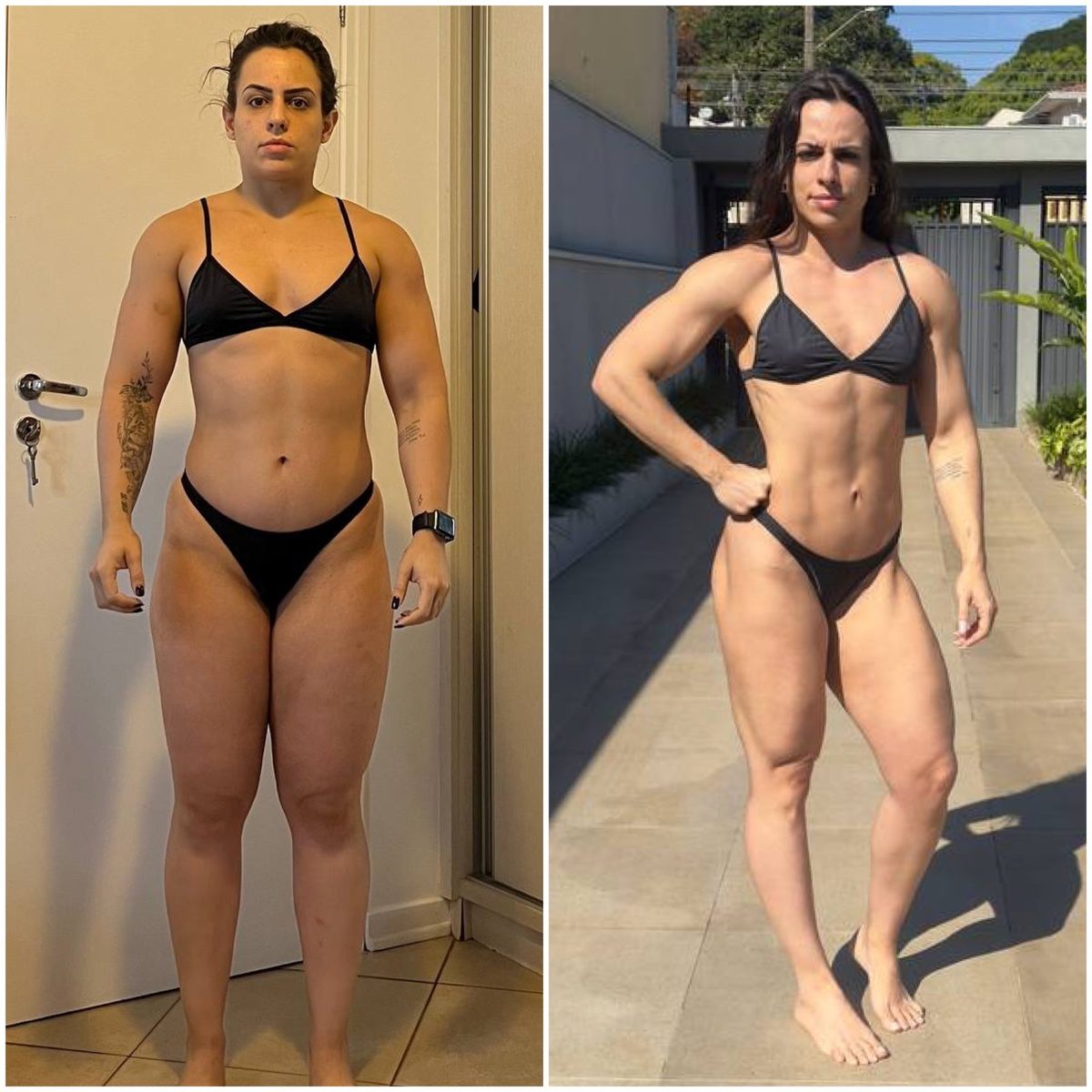 Antes e depois de transformação física - aluna Lacerdas Team