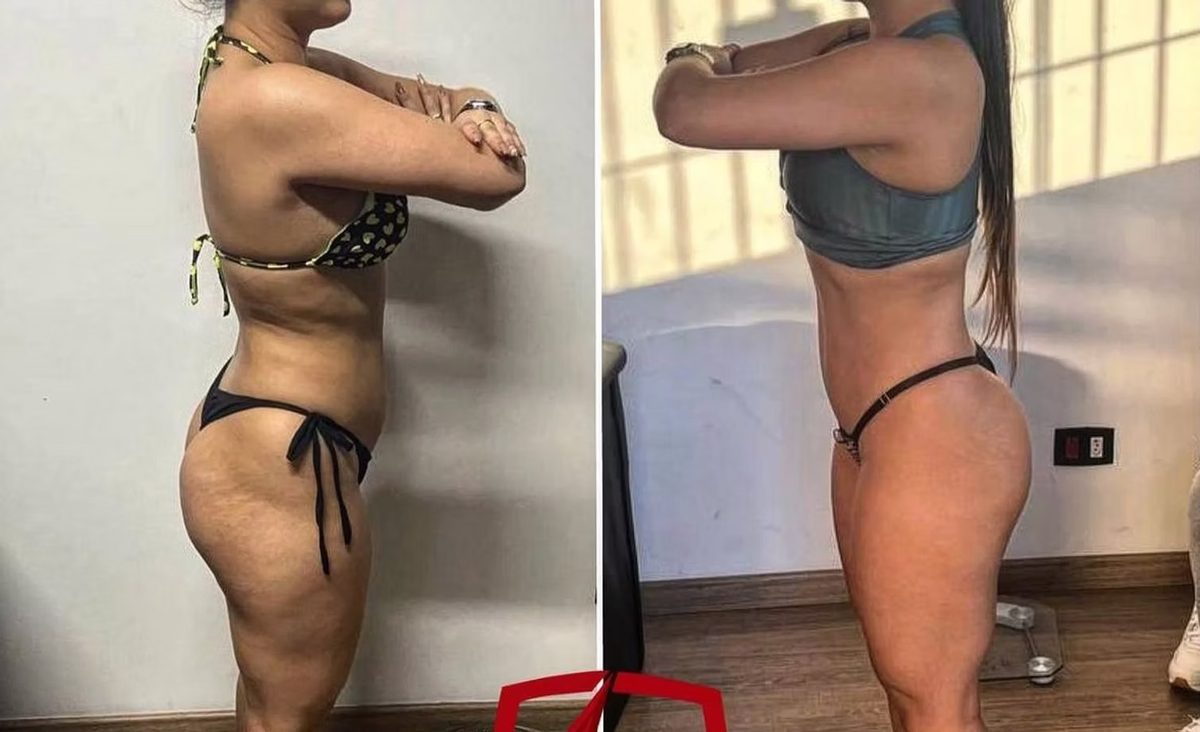Antes e depois de transformação física - aluna Lacerdas Team